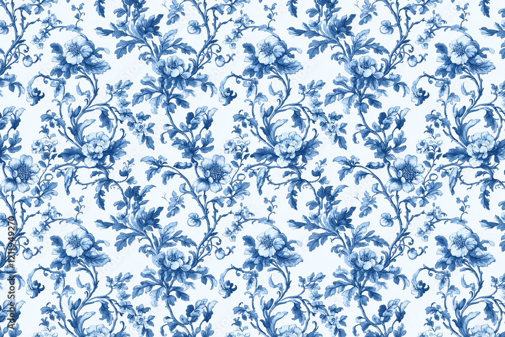 Poster floral toile tapestry pattern. vintage botanical wallpaper pattern. background image. created with g
