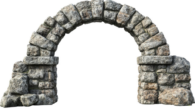 Old stone archway stands firm amidst weathering in an ancient landscape isolated on transparent background