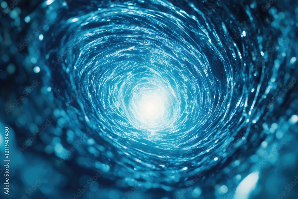 Poster a spiral shaped object emitting a bright light, suitable for science and technology illustrations
