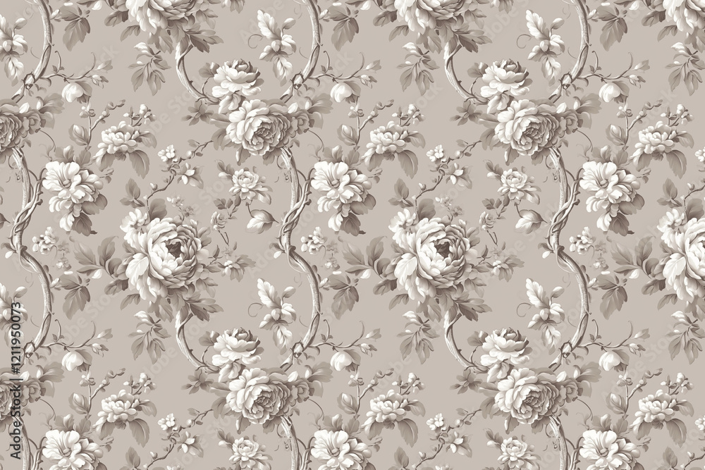 Poster floral toile tapestry pattern. vintage botanical wallpaper pattern. background image. created with g