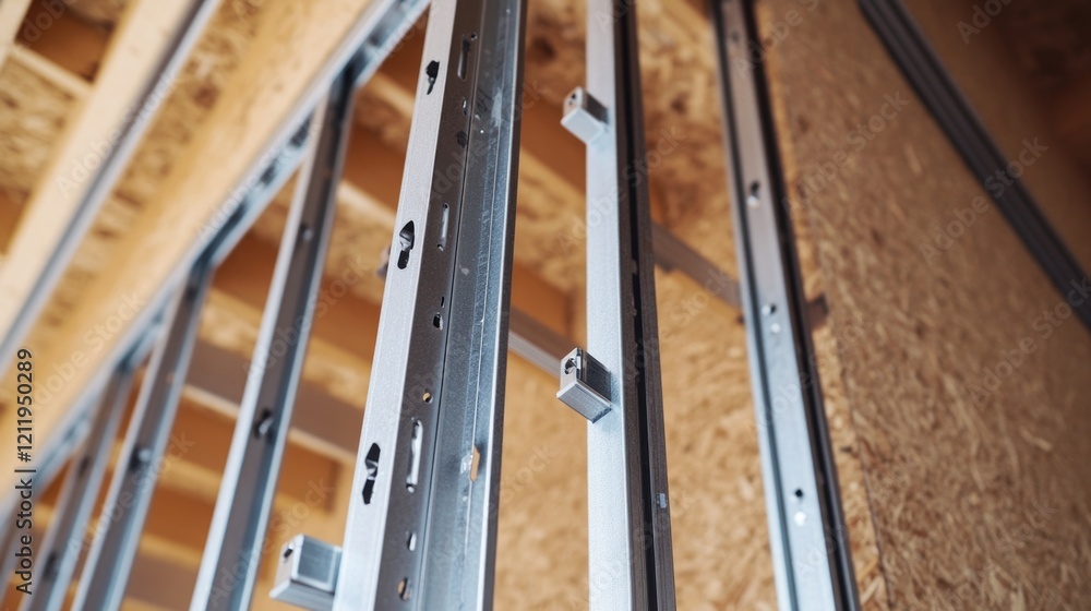 Aufkleber a close-up shot of a metal frame in a building structure