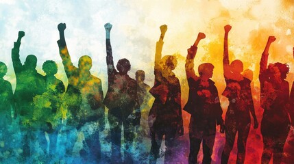 An artistic representation of historical figures who fought for racial justice, celebrating their contributions