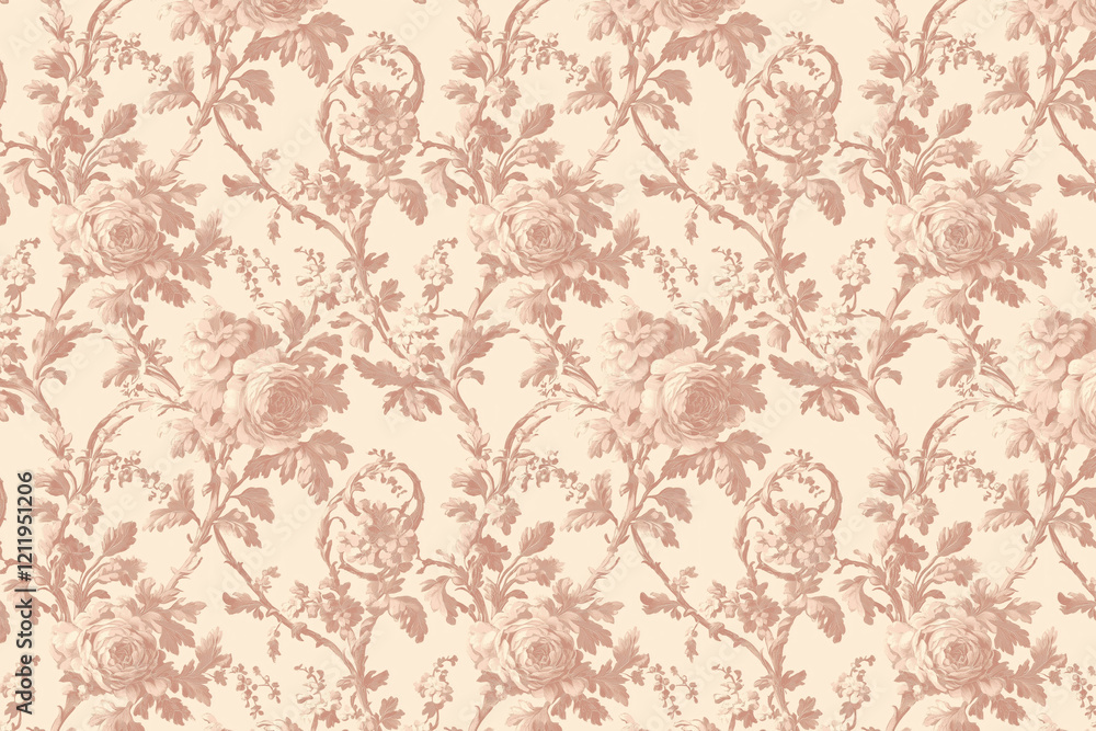 Poster floral toile tapestry pattern. vintage botanical wallpaper pattern. background image. created with g