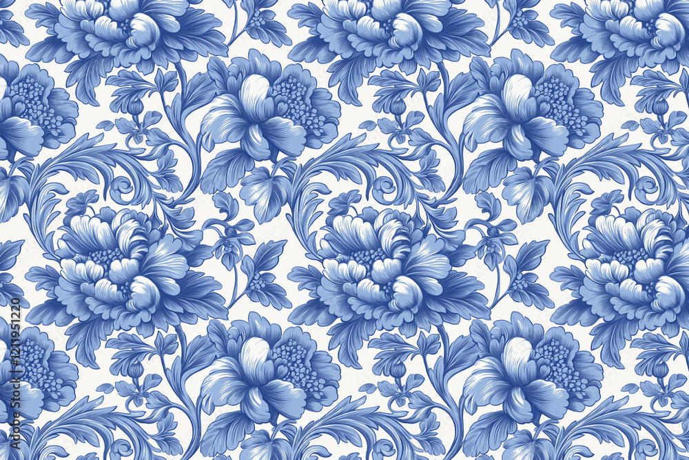 Poster floral toile tapestry pattern. vintage botanical wallpaper pattern. background image. created with g
