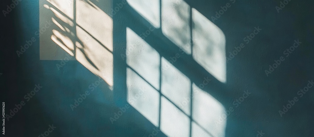 Poster artistic interplay of light and shadow from an ornate picture frame creating captivating designs on 