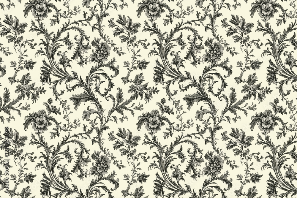 Poster floral toile tapestry pattern. vintage botanical wallpaper pattern. background image. created with g