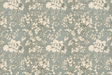 Floral Toile Tapestry Pattern. Vintage botanical wallpaper pattern. Background image. Created with Generative AI technology