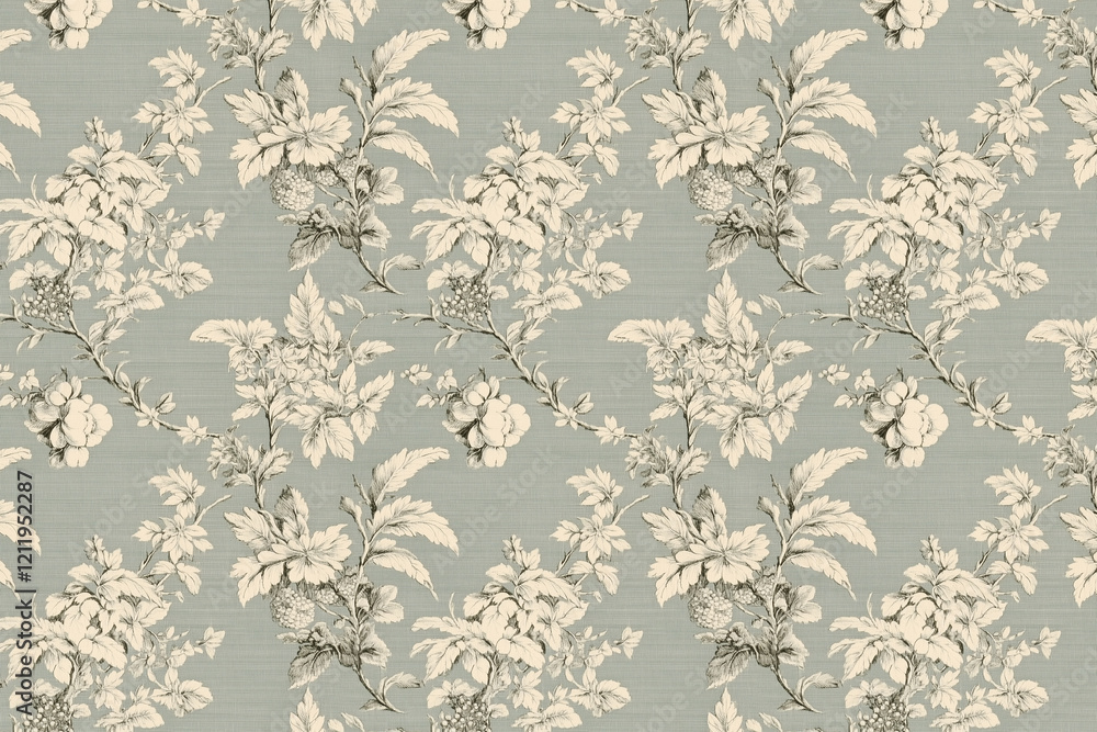 Poster floral toile tapestry pattern. vintage botanical wallpaper pattern. background image. created with g