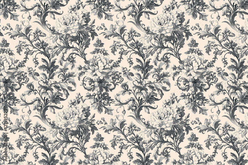 Poster floral toile tapestry pattern. vintage botanical wallpaper pattern. background image. created with g