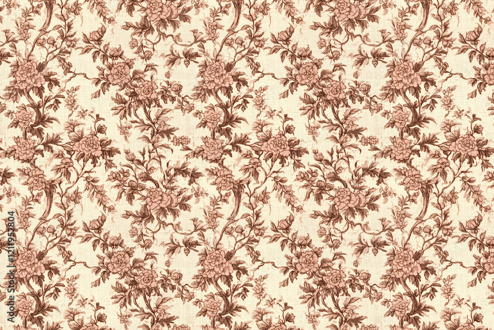 Poster floral toile tapestry pattern. vintage botanical wallpaper pattern. background image. created with g
