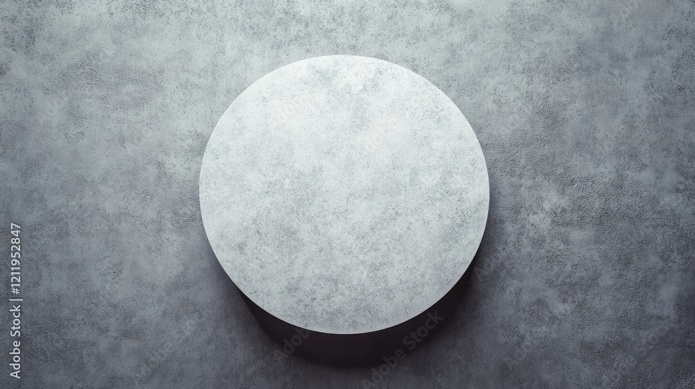 Poster Circular gray table surface on textured gray background offering ample copy space for product displays ideal for advertisements and marketing materials