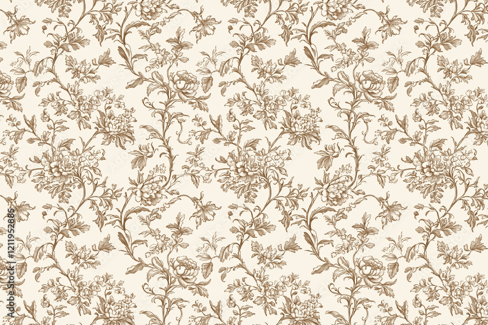 Poster floral toile tapestry pattern. vintage botanical wallpaper pattern. background image. created with g