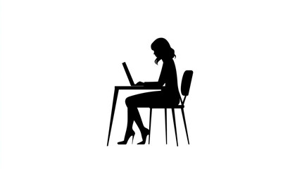 A woman sitting at her desk, working on a computer