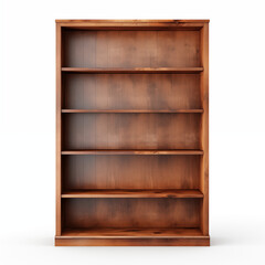 Empty Wooden Bookcase Five Shelves Brown Wood Home Decor