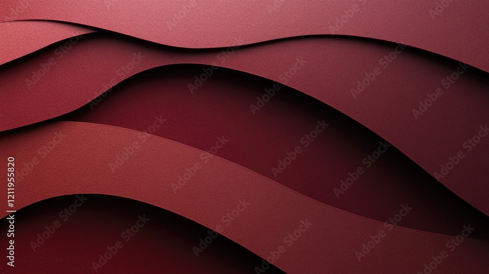 Poster close-up of a textured red wall with wavy lines pattern, suitable for interior design or architectur