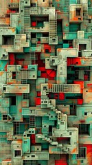 Abstract Cubist Cityscape Architectural Composition
