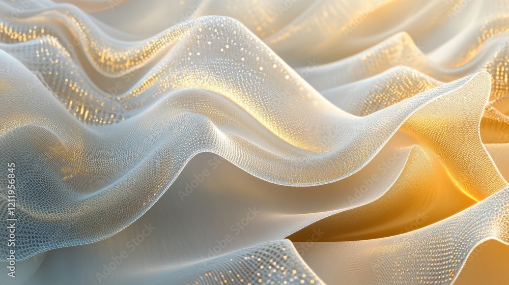 Poster abstract waves of light: flowing fabric and illuminated textures in soft hues