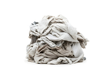 Big pile of dirty laundry, isolated on white background