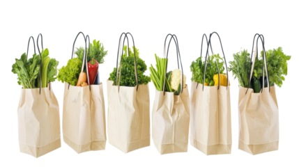 Shopping Bags Filled With Fresh Vegetables on Display Generative AI