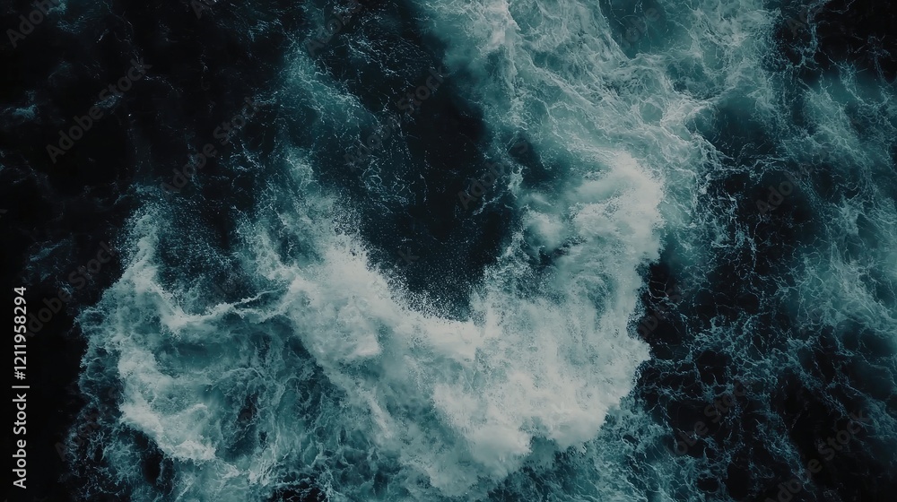 Poster turbulent ocean waves crashing dramatically in stormy conditions showcasing nature's raw power and i