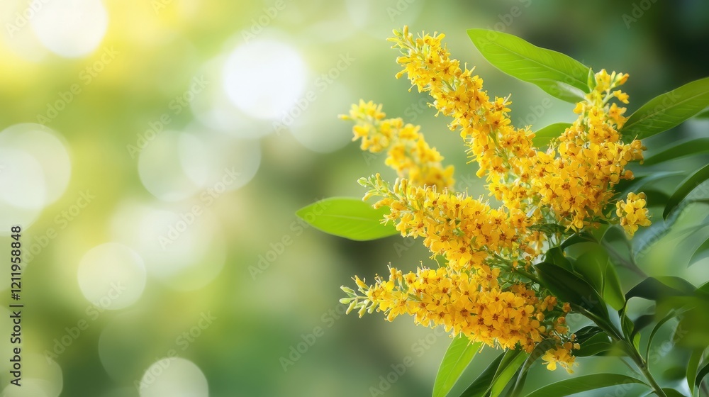 Poster vibrant yellow wildflowers against a soft green background creating a serene natural scene with ampl