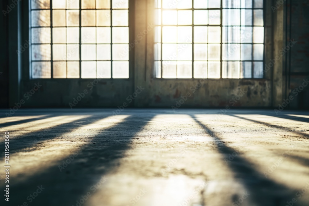 Aufkleber A warm ray of sunlight shining through a window in an old building, suitable for use in interior design or architecture contexts