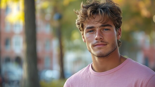 A person in a bright pink shirt facing forward, suitable for use as a profile image or illustration