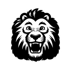 Lion face silhouette with open mouth