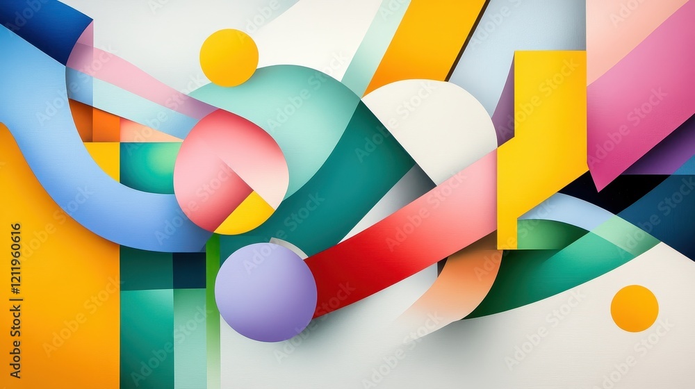 Aufkleber vibrant three-dimensional geometric shapes in abstract design with colorful elements and dynamic com