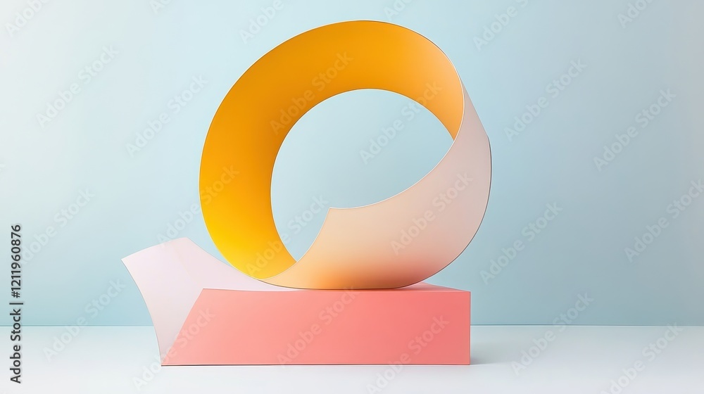 Poster vibrant and dynamic three-dimensional art piece with smooth curves and soft color gradients