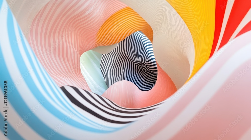 Poster vibrant and dynamic three-dimensional abstract design with colorful waves and stripes