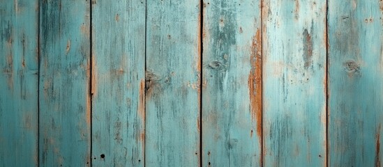 Textured turquoise wooden background with a weathered appearance perfect for rustic and vintage design projects and creative applications