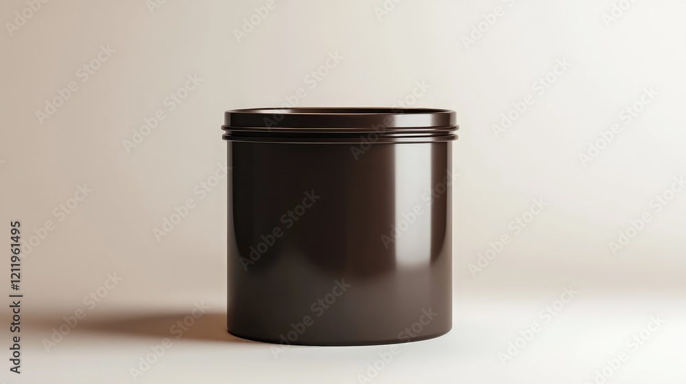 Aufkleber brown tin can with minimalist design on simple white background for product display and branding pur