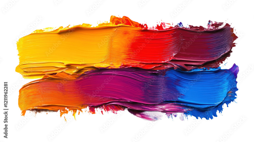 Poster colorful paint strokes on a white canvas create a vibrant artistic expression isolated on transparen