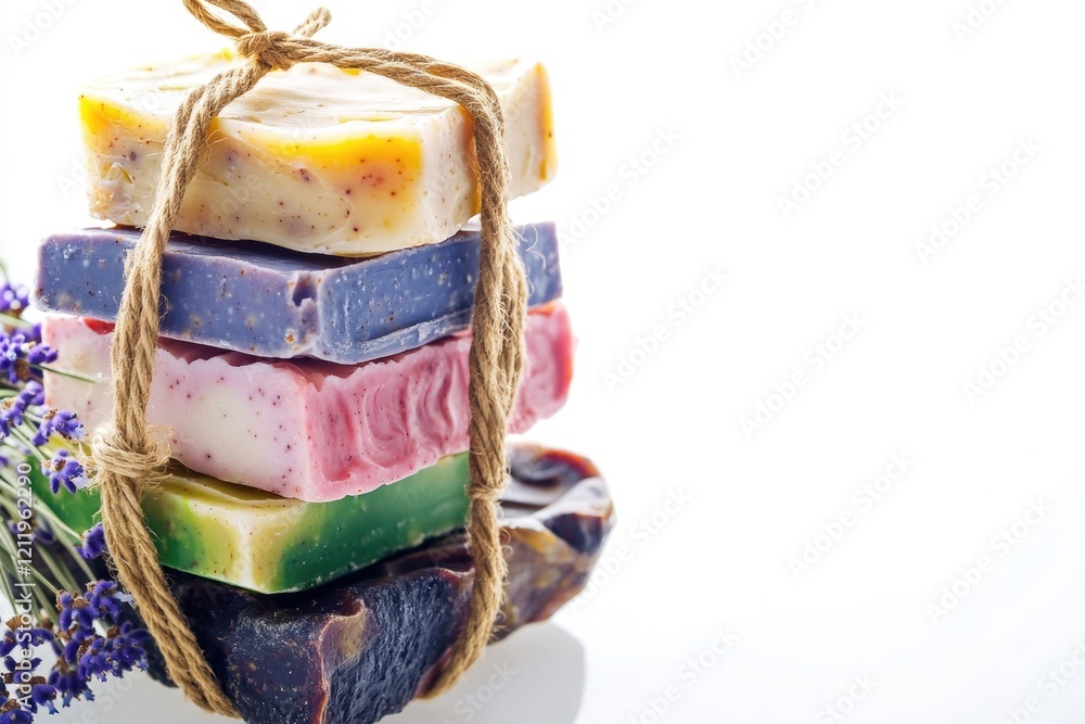Poster a collection of soap bars stacked on top of each other, great for illustration and design needs