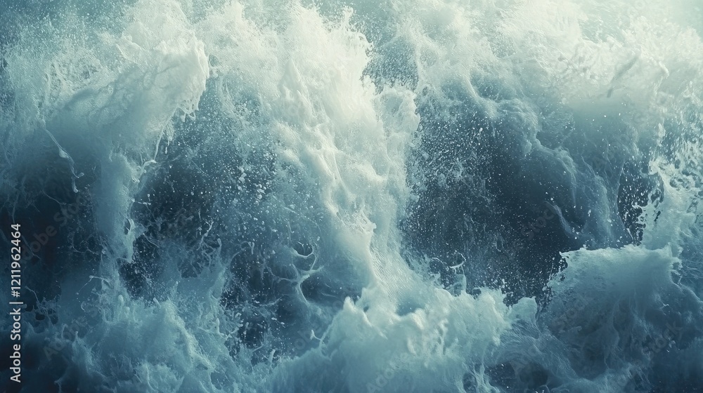 Poster Dramatic crashing ocean waves creating a dynamic backdrop for creative text or design elements.