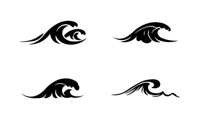 Waves Silhouette Set In Black And White