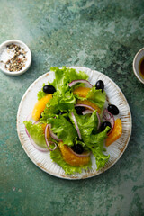 Orange salad with olives and red onion