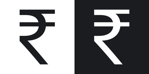 Indian rupee vector icons pack in black and blue colors