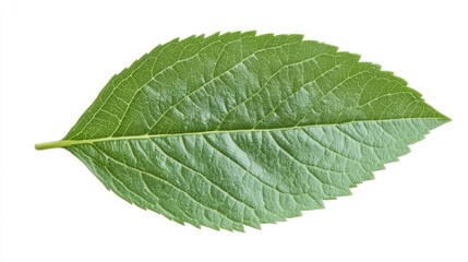 Fototapeta premium Lush green tropical leaf isolated on a white background perfect for nature-themed design projects and creative illustrations