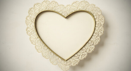 A romantic heart-shaped frame with intricate lacework.