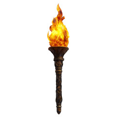 Fiery Torch for Adventure and Exploration Themes Isolated on transparent background