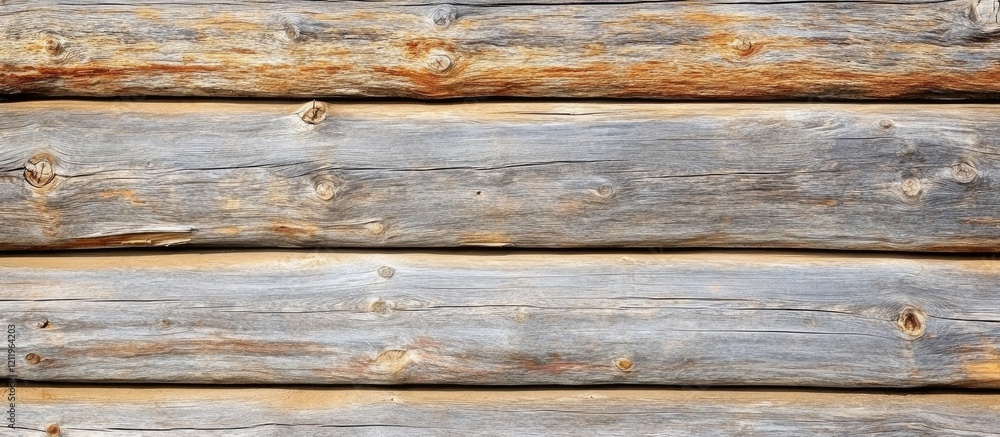 Poster Vintage wooden wall texture in a rustic top view ideal for background use with ample empty space for text or design elements