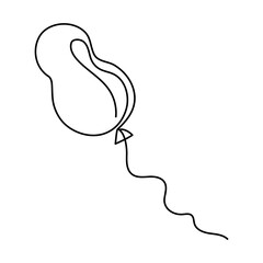 Balloon with string one line art,hand drawn air-filled celebration Birthday or Valentine's party design drawing continuous contour.Festive holiday anniversary helium outline.Isolated.Editable 