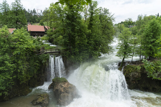 폭포,강,나무,주택,지붕,라스토케,Rastoke,크로아티아