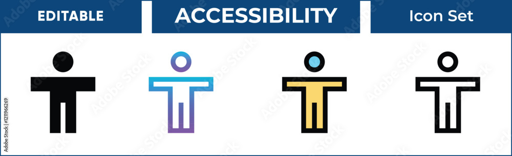 Poster accessibility icon set. editable vector icons for inclusivity, and equal opportunity. includes line,