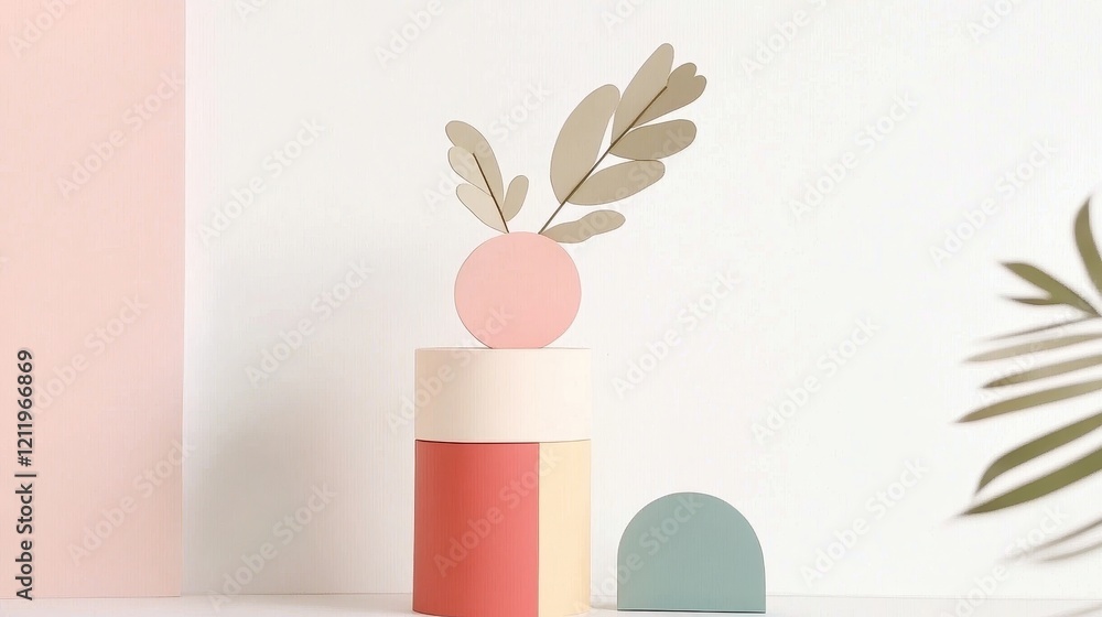 Poster vibrant three-dimensional dynamic shapes arrangement with abstract forms and colorful elements