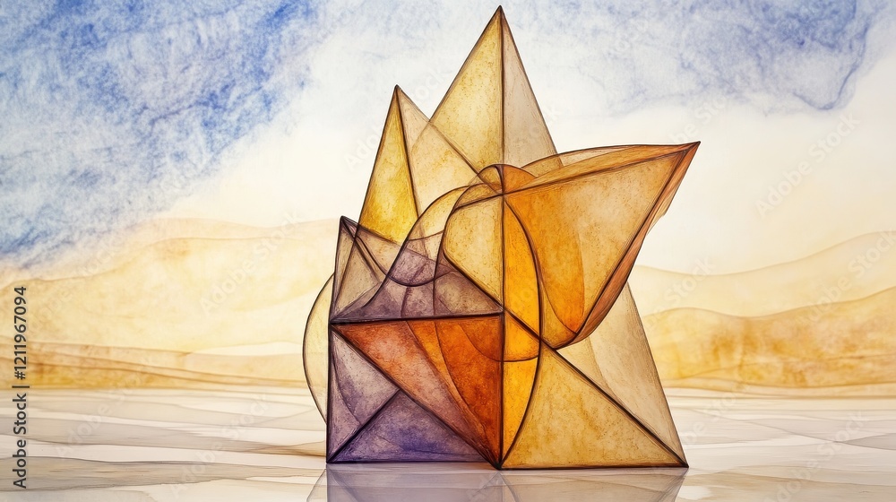 Poster playful vibrant three-dimensional abstract shapes with colorful textures on soft background