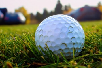 A lone golf ball sits atop a lush green field, perfect for a peaceful golfing session