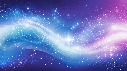 Fototapeta premium Ethereal Cosmic Background with Glowing Stars and Colorful Waves Creating a Dreamy Setting for Fantasy or Sci-Fi Projects